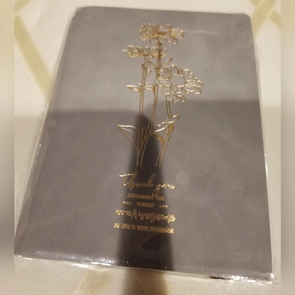 'Thank You Sometimes You Forget...' Gray and Gold Floral Journal